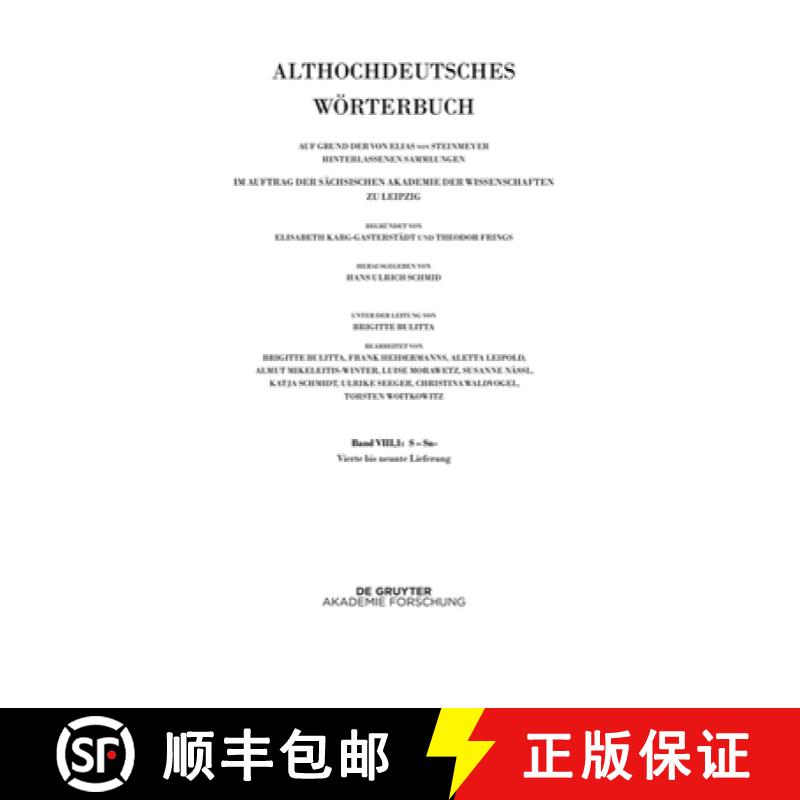 预订 Band Viii,1: S-Sn. 4.-9. Lieferung [9783110699807]