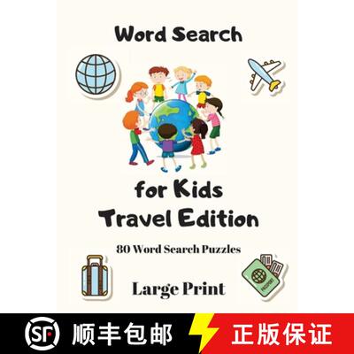 【3-4周达】Word Search For Kids: Travel Edition, 80 Word Search Puzzles Large Print [9781990085017]