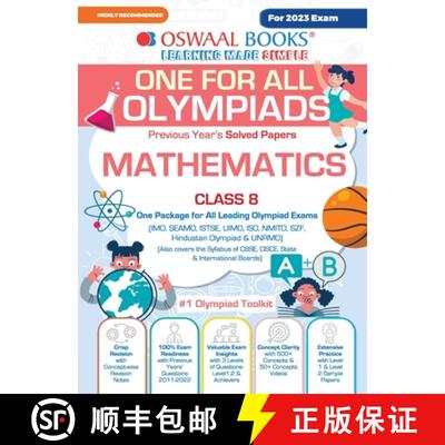 【3-4周达】Oswaal One For All Olympiad Previous Years' Solved Papers, Class-8 Mathematics Book (For 2... [9789356345287]