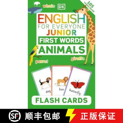 预订 English for Everyone Junior First Words Animals Flash Cards [9780241603284]