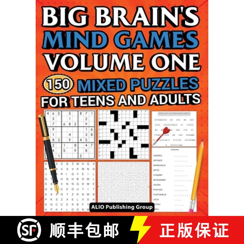 【3-4周达】Big Brain's Mind Games Volume One 150 Mixed Puzzles for Teens and Adults: A Logic Games Br... [9781961959071]