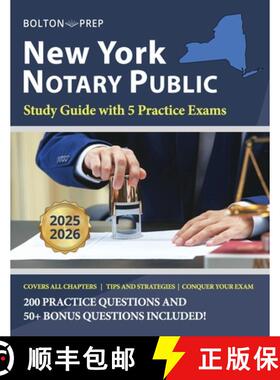 预订 New York Notary Public Study Guide with 5 Practice Exams: 200 Practice Questions and 50+ Bonus Q... [9781735215846]