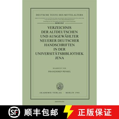 【3-4周达】Verzeichnis Altdeutscher Handschriften: - Universitaetsbibliothek Jena [9783050001722]