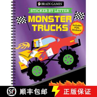 【3-4周达】Brain Games - Sticker by Letter: Monster Trucks: Includes 1 Foil Sticker Sheet to Complete... [9781639384730]