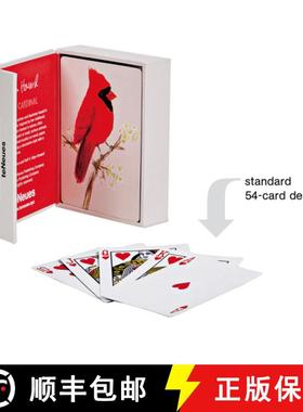 预订 Teneues - Playing Cards: Red Cardinal, Blue Core Card Stock, Linen Imprint Surface, 52 Full Colo... [9781623258610]