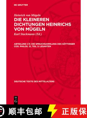 预订 Die Spruchsammlung Des Göttinger Cod. Philos. 21, Teil 3: Lesarten [9783112731123]