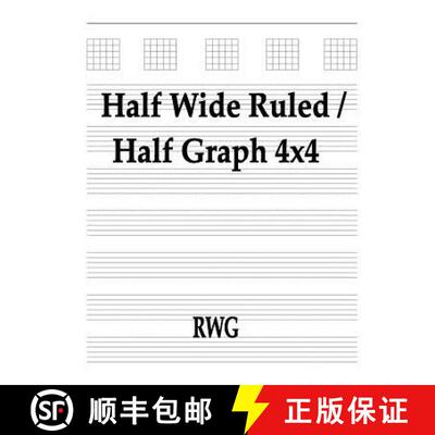 【3-4周达】Half Wide Ruled / Half Graph 4x4 : 50 Pages 8.5 X 11 [9780359648221]