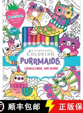 预订 Kaleidoscope Coloring: Purrmaids, Llamacorns, and More!: Includes 8 Fruit-Scented Markers and Do... [9781684126507]