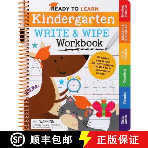 【3-4周达】Ready to Learn: Kindergarten Write and Wipe Workbook: Addition, Subtraction, Sight Words, ... [9781645176435]