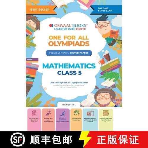 【3-4周达】Oswaal One For All Olympiad Previous Years' Solved Papers, Class-5 Mathematics Book (For 2... [9789354234354]