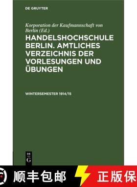 预订 Wintersemester 1914/15 [9783112609576]