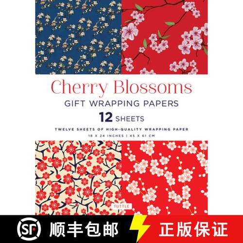 【3-4周达】Cherry Blossoms Gift Wrapping Papers - 12 Sheets: High-Quality 18 X 24 Inch (45 X 61 CM) W... [9780804849579]