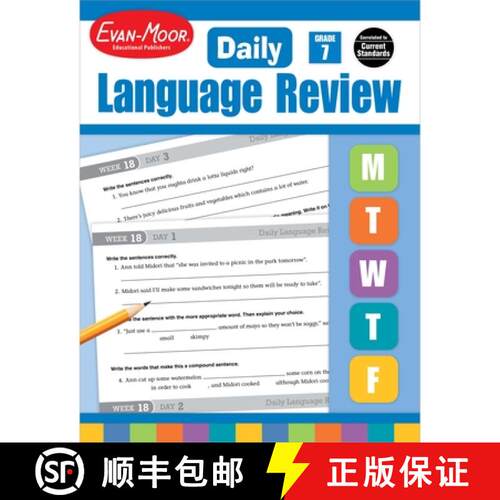 现货 每日练习系列 英语复习 七年级 教师版 Daily Language Review (2015 revised edition), Grade 7 Teache... [9781608236565]