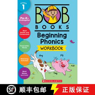 【3-4周达】Bob Books - Beginning Phonics Workbook Phonics, Writing Practice, Stickers, Ages 4 and Up,... [9781546169772]