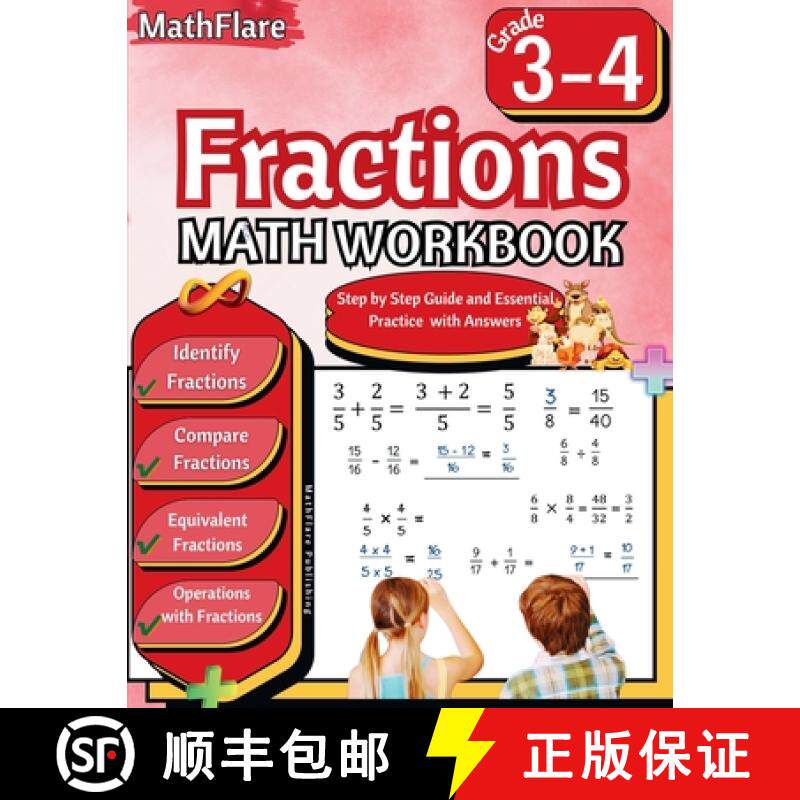 预订 Fractions Math Workbook 3rd and 4th Grade: Fractions Workbook Grade 3-4, Identify, Compare, Add,... [9798869372697]