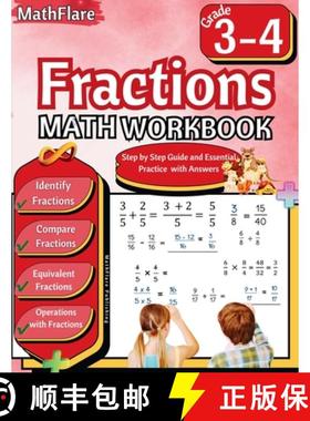 预订 Fractions Math Workbook 3rd and 4th Grade: Fractions Workbook Grade 3-4, Identify, Compare, Add,... [9798869372697]