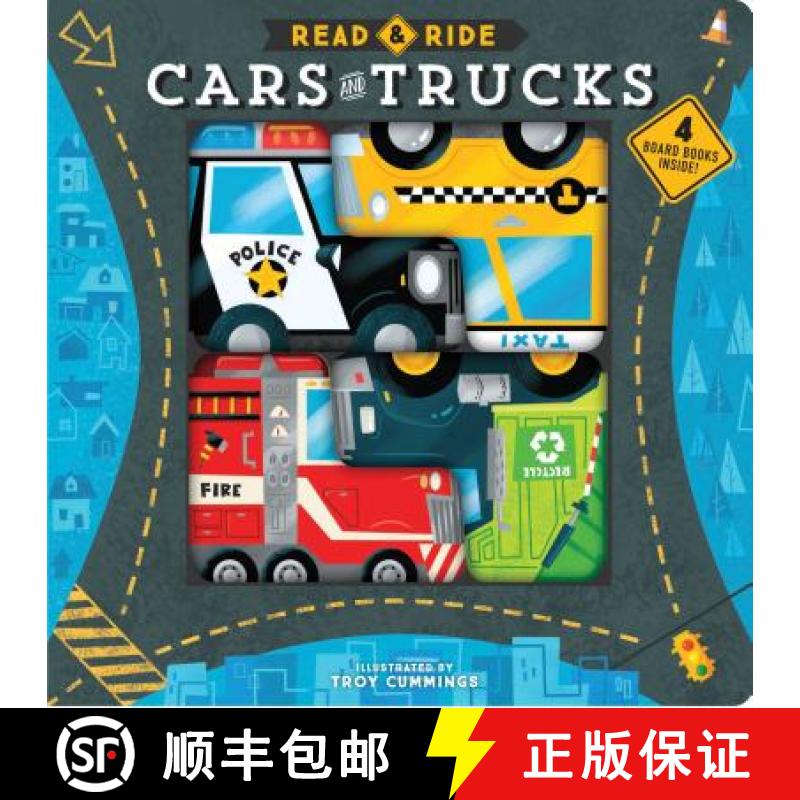 【3-4周达】Read & Ride: Cars & Trucks: 4 Board Books Inside! (Toy Book for Children, Kids Book about ... [9781452165462]