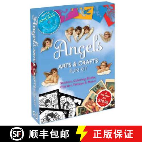 预订 Angels Arts & Crafts Fun Kit: Stickers, Coloring Books, Clip Art, Tattoos & More! [With CDROM an... [9780486459257]