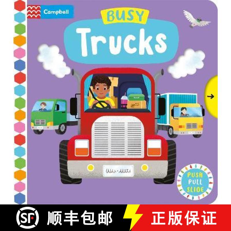 【3-4周达】Busy Trucks : A Push, Pull, Slide Book [9781529087277]