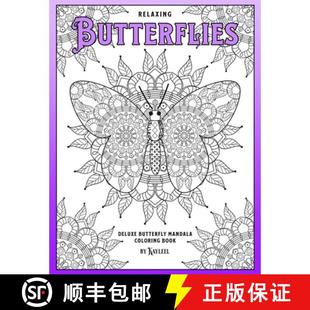 Butterfly 9781592180899 4周达 Book Coloring Mandala Deluxe Butterflies Relaxing