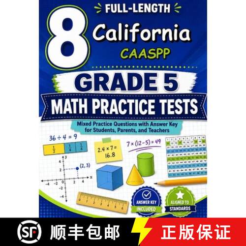 【3-4周达】8 California CAASPP Grade 5 Math Practice Tests: Seven chances to read carefully, solve sm... [9798905340192]