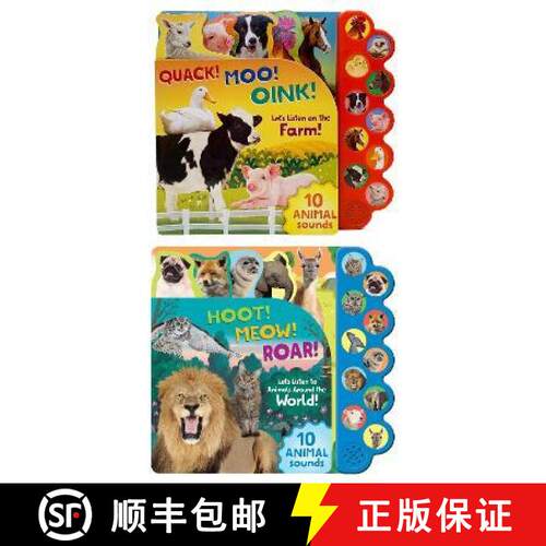 【3-4周达】Farm and Wild Animal 10 button sound books: 2 BOOK PACK: Let's Listen to the Animals Aroun... [9781646385102]
