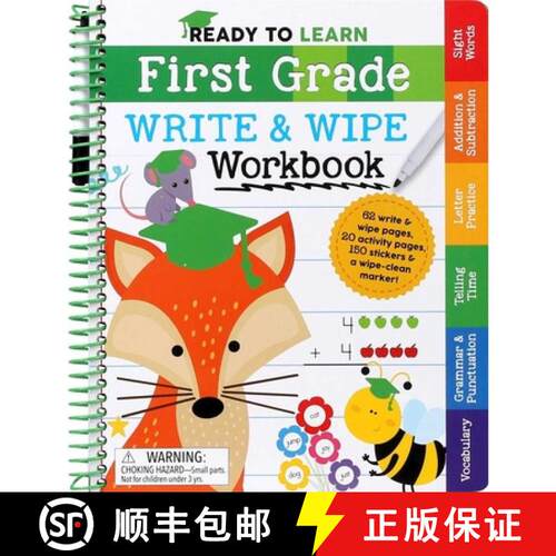 【3-4周达】Ready to Learn: First Grade Write and Wipe Workbook: Fractions, Measurement, Telling Time,... [9781645176442]