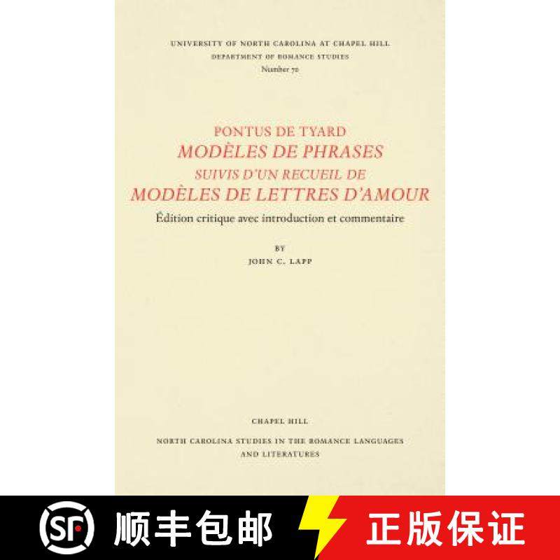 预订 Pontus de Tyard, Mod�les de Phrases Suivis d'Un Recueil de Mod�les de Lettres d'Am... [9780807890707]
