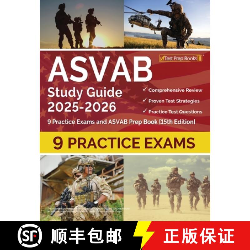 【3-4周达】ASVAB Study Guide 2025-2026: 9 Practice Exams and ASVAB Prep Book [15th Edition] [9781637750353]