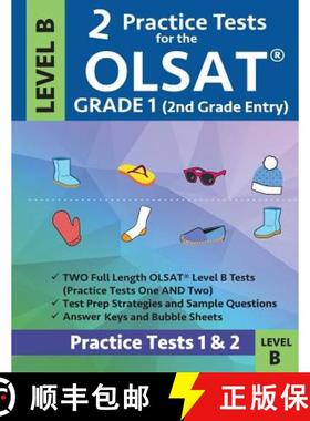 预订 2 Practice Tests for the Olsat Grade 1 (2nd Grade Entry) Level B: Gifted and Talented Prep Grade... [9781948255622]