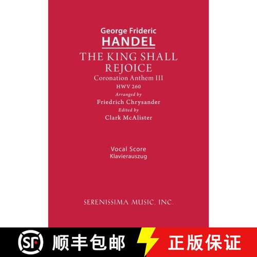 【3-4周达】The King Shall Rejoice, HWV 260: Vocal score [9781608742042]