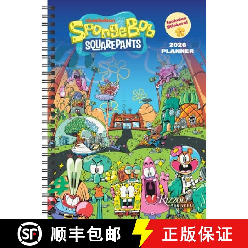 【3-4周达】Spongebob Squarepants 12-Month 2026 Planner Calendar (Includes Stickers) [9780789348173]