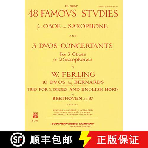 【3-4周达】48 Famous Studies, (1st and 3rd Part): Oboe - Melodious Etudes with Oboe and Saxophone She... [9781581060515]