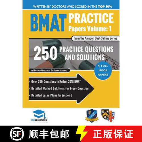 【3-4周达】BMAT Practice Papers Volume 1: 4 Full Mock Papers, 250 Questions in the style of the BMAT,... [9781912557219]