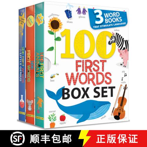 预订 精装 My First Library 100 Words Book Set: 3 Early Learning Board Books for Toddlers Includes 100... [9782898023316]