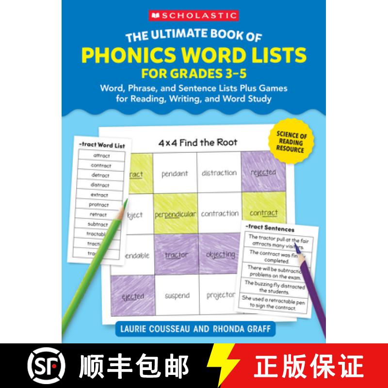 预订 The Ultimate Book of Phonics Word Lists: Grades 3-5: Games & Word Lists for Reading, Writing, an... [9781546113652]