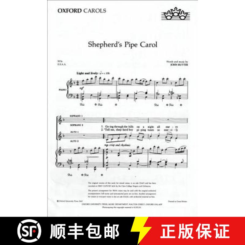 【3-4周达】Shepherd's Pipe Carol: SSA Vocal Score [9780193854796]