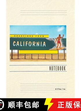 预订 Vintage Lined Notebook Greetings from California, Surfer on Billboard [9798385403905]