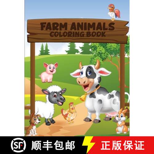 【3-4周达】Farm Animals Coloring Book: Simple and Fun Designs: Cows, Chickens, Horses, Ducks and more! [9781326290153]