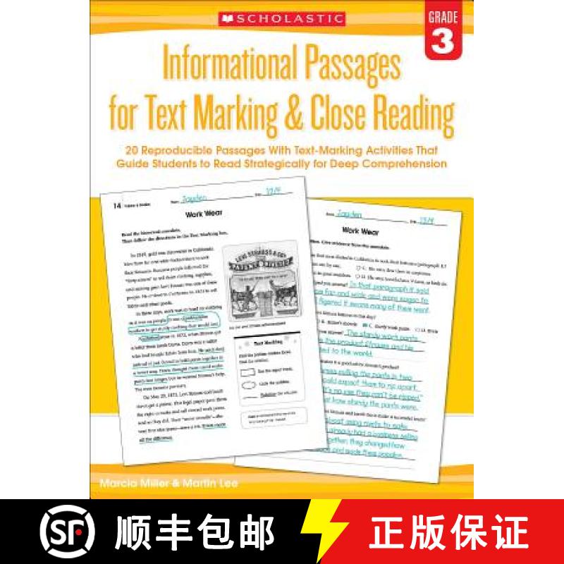 【3-4周达】Informational Passages for Text Marking & Close Reading: Grade 3: 20 Reproducible Passages... [9780545793797]