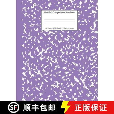 【3-4周达】Marbled Composition Notebook: Lavender Marble Wide Ruled Paper Subject Book [9781989387511]