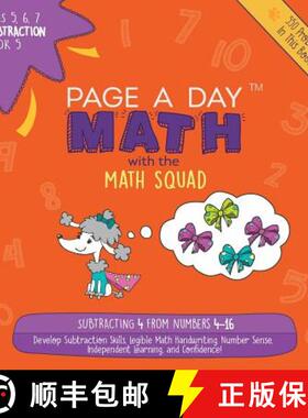 预订 Page A Day Math: Subtraction Book 5: Subtracting 4 from the Numbers 4-16 [9781947286436]