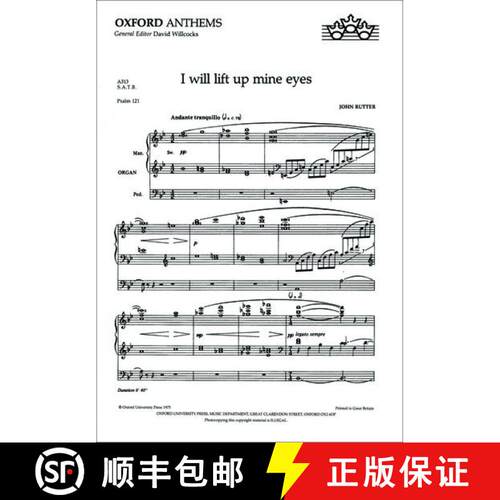 【3-4周达】I will lift up mine eyes: Vocal score (Vocal score) [9780193503533]