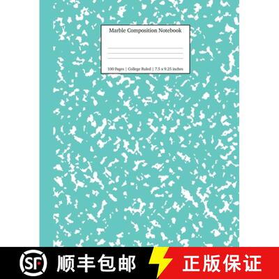 【3-4周达】Marble Composition Notebook College Ruled: Turquoise Marble Notebooks, School Supplies, No... [9781989387726]