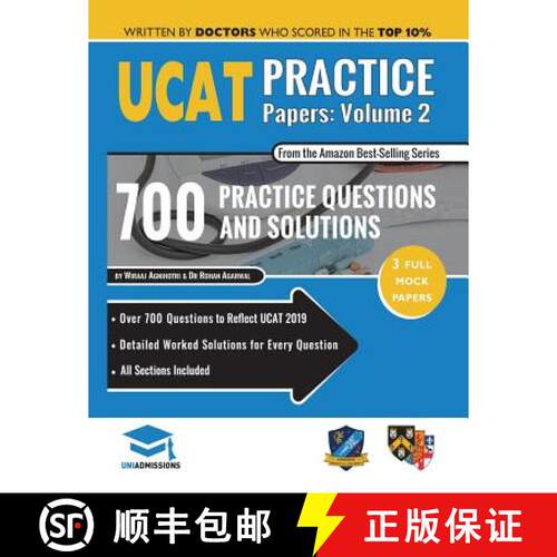 【3-4周达】UCAT Practice Papers Volume Two: 3 Full Mock Papers, 700 Questions in the style of the UCA... [9781912557554]