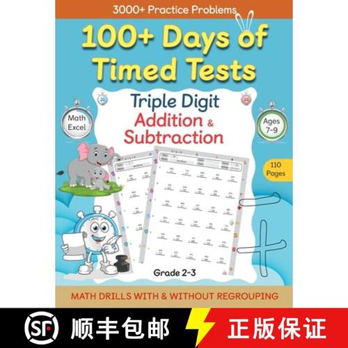 预订 100+ Days of Timed Tests - Triple Digit Addition and Subtraction Practice Workbook, Math Drills ... [9798887200217]