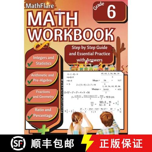 预订 MathFlare - Math Workbook 6th Grade: Math Workbook Grade 6: Integers, Fractions, Foundations of ... [9798869303035]