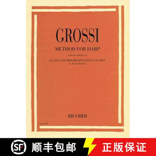 【3-4周达】Grossi - Method for Harp 65 Easy and Progressive Little Studies for Beginner to Intermedia... [9781540041562]