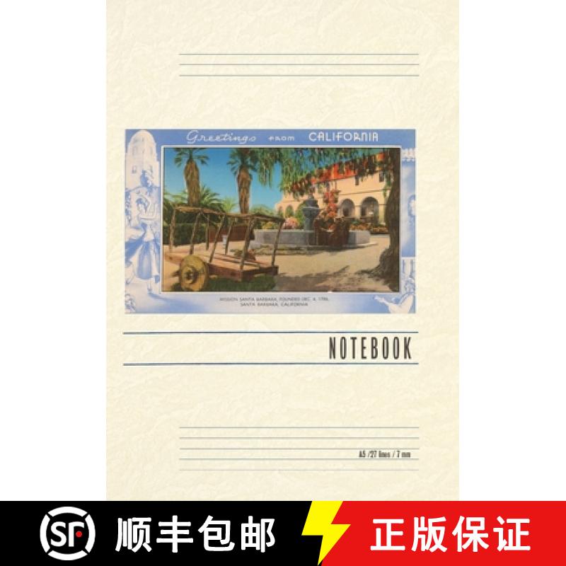 【3-4周达】Vintage Lined Notebook Greetings from Mission Santa Barbara, California [9798385445646]