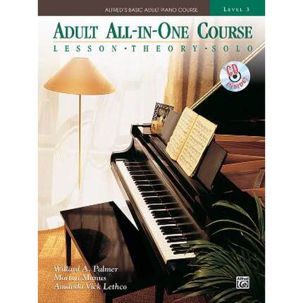 【4周达】Alfred's Basic Adult All-In-One Course, Bk 3: Lesson * Theory * Solo, Comb Bound Book & CD [9780739075340]